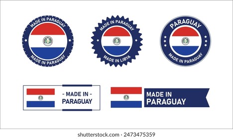 Paraguay flag, Made in Paraguay. Tag, Seal, Stamp, Flag, Icon vector