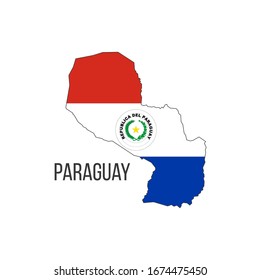 Paraguay flag map. The flag of the country in the form of borders. Stock vector illustration isolated on white background.