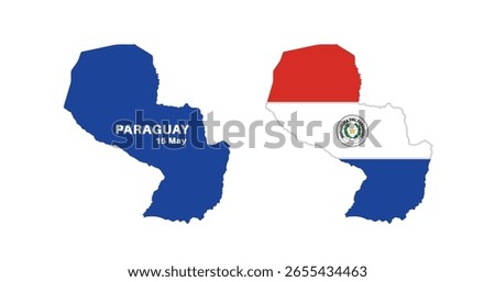 paraguay flag and map set. paraguay flag in official colors and proportions., map