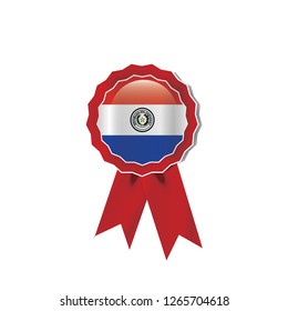 Paraguay flag medal vector design.  Realistic 3D red color