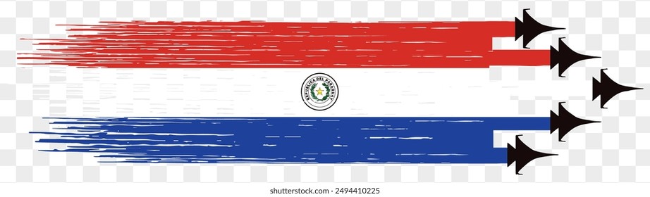 Bandera de Paraguay con aviones militares de combate de fondo aislado. Ilustración vectorial