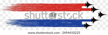 Paraguay flag with military fighter jets isolated background. vector illustration