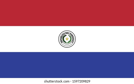 Paraguay flag national American flat icon, America country illustration vector 