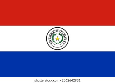 Paraguay flag , official colors and proportion correctly National Paraguayans flag Vector illustration.