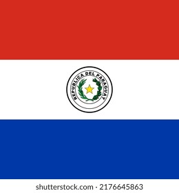 Bandera paraguaya, colores oficiales. Ilustración vectorial.