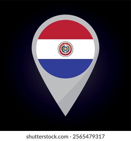 Paraguay Flag on Location Pin. vector illustration