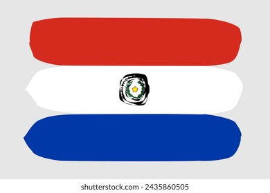 Paraguay flag - painted design vector illustration. Vector brush style