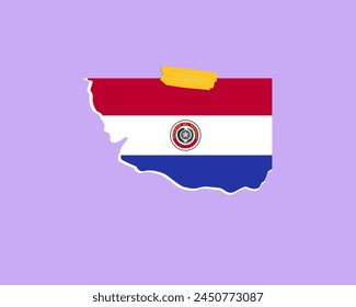 Paraguay flag paper texture, single-piece element, vector design, Paraguay flag taped on wall, decoration or celebration idea