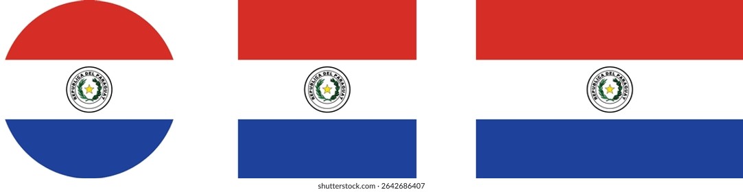 
Paraguay flag PNG vector. Paraguay square and round icon isolated on transparent PNG background. Paraguay flag icon.