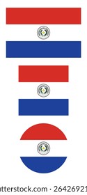 
Paraguay flag PNG vector. Paraguay square and round icon isolated on transparent PNG background. Paraguay flag icon.