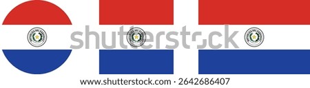 
Paraguay flag PNG vector. Paraguay square and round icon isolated on transparent PNG background. Paraguay flag icon.