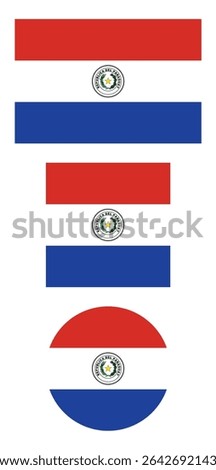 
Paraguay flag PNG vector. Paraguay square and round icon isolated on transparent PNG background. Paraguay flag icon.