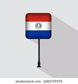 Paraguay Flag Pole Vector Illustration