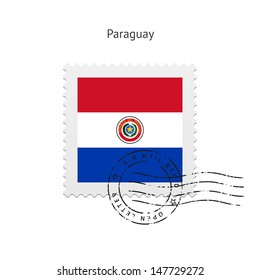 Paraguay Flag Postage Stamp on white background. Vector illustration.
