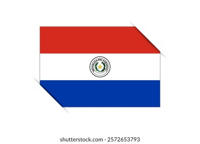 Paraguay flag - rectangle colorful flag representing a country cultural identity and heritage. The essence of national pride and unity. Attached by the corners in a paper album