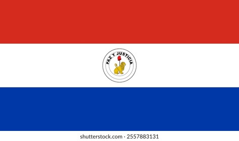 Paraguay flag reverse side. Official proportion. Correct colors. Vector illustration