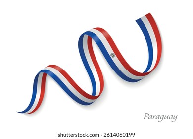 Paraguay flag ribbon waving national colors, symbolizing pride, unity and national identity