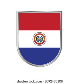 Paraguay flag with silver frame vector design