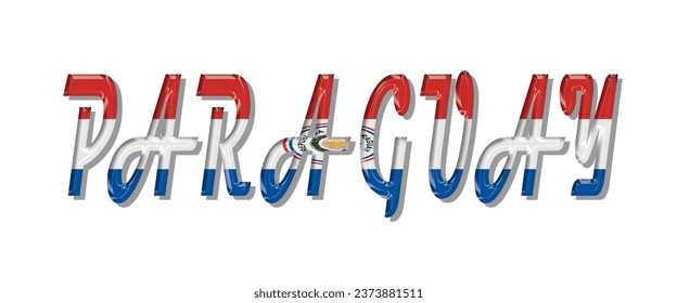 PARAGUAY flag text font, 3D PARAGUAY Font With Flag, 3D PARAGUAY Vector illustration