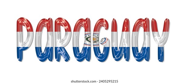 PARAGUAY flag text font, 3D PARAGUAY flag colorful background, PARAGUAY flag vector illustration