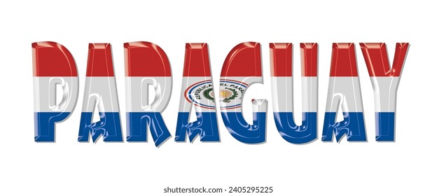 PARAGUAY flag text font, 3D PARAGUAY flag colorful background, PARAGUAY flag vector illustration