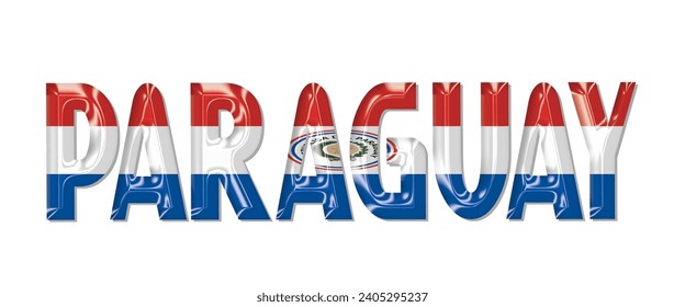 PARAGUAY flag text font, 3D PARAGUAY flag colorful background, PARAGUAY flag vector illustration