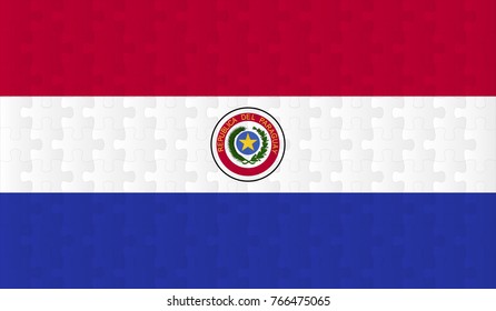 Paraguay Flag. Vector image of Paraguay Flag 144 pieces of jigsaw puzzles Vector eps 10 illustration.