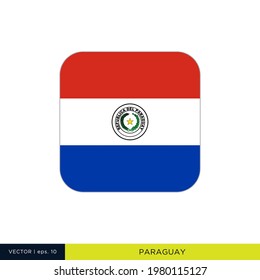 Paraguay Flag Vector Stock Illustration Design Template. Rounded Square Shape.