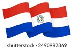 Paraguay flag wave isolated on png or transparent background vector illustration.