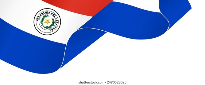 Paraguay flag wave isolated on png or transparent background vector illustration.