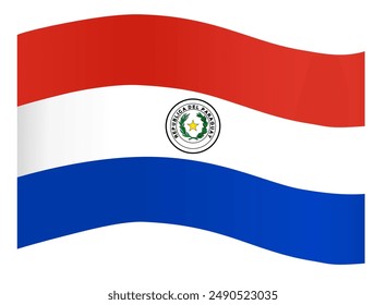 Onda de la bandera de Paraguay aislada en png o Ilustración vectorial de fondo transparente.