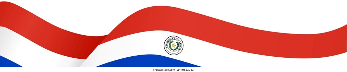 Paraguay flag wave isolated on png or transparent background vector illustration.