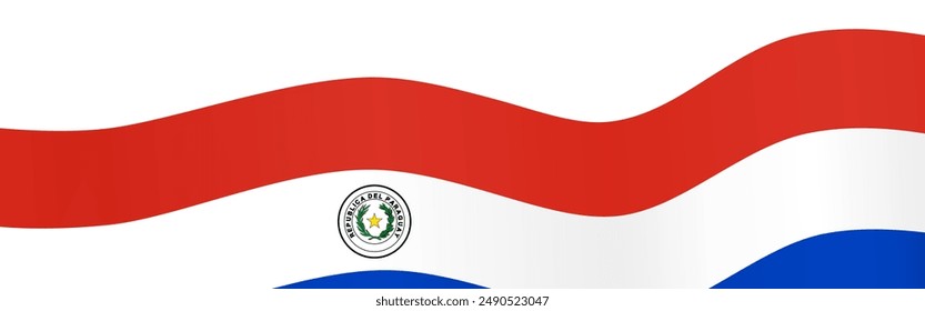Paraguay flag wave isolated on png or transparent background vector illustration.