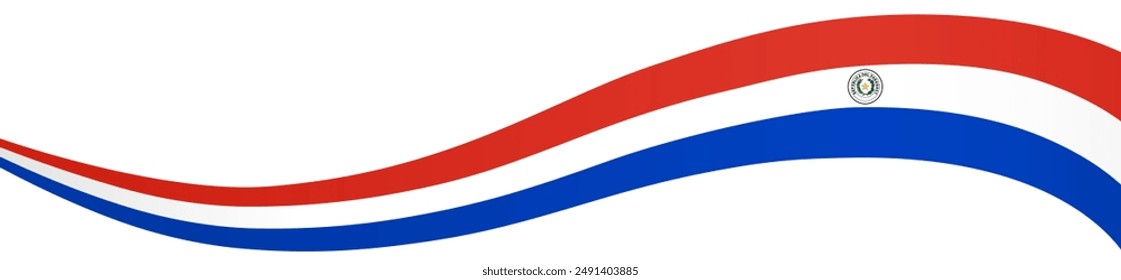 Paraguay flag wave isolated on png or transparent background vector illustration.