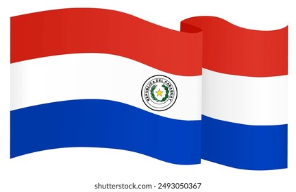 Paraguay flag wave isolated on png or transparent background vector illustration.