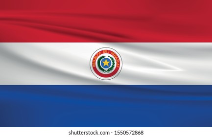 Bandera de Paraguay ondeando con efecto viento