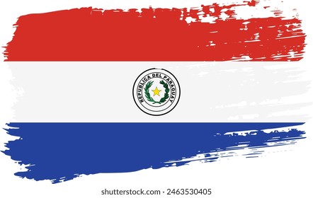 Paraguay front side flag, wide brush stroke on transparent background, vector.
