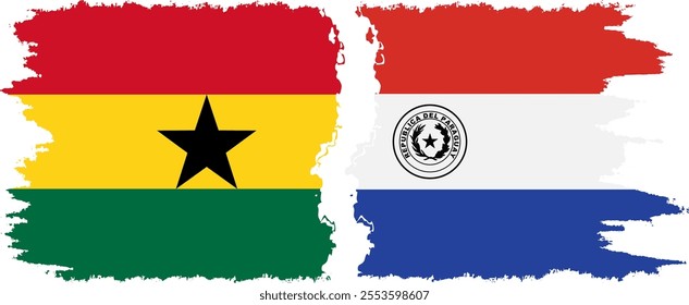 Paraguay and Ghana grunge flags connection, vector