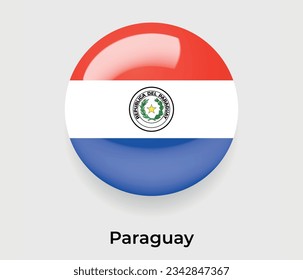 Paraguay lustroso bandera nacional burbuja forma redonda icono ilustración vectorial