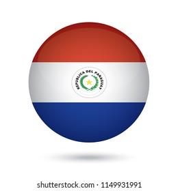 Paraguay glossy round button. Vector Illustration EPS10.