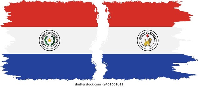 Paraguay and Paraguay grunge flags connection, vector