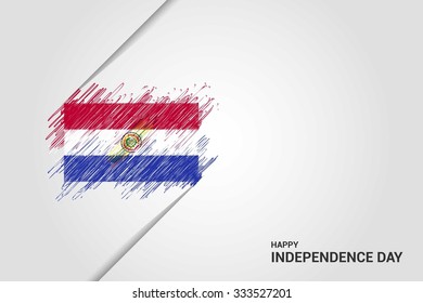 Paraguay Happy independence day scribble flag. Hand drawn Country flag on Gray crumbled paper. vintage background wallpaper vector illustration.