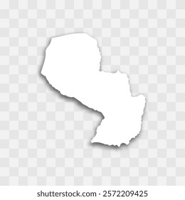 Paraguay high detailed vector representation of country silhouette. White color on transparent background with dropped shadow. For educational, decorative, or informational use.