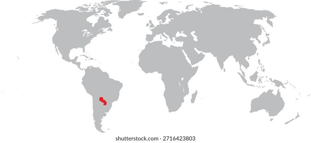 Paraguay destacado en el diseño del Vector del mapa mundial