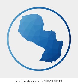 Paraguay icon. Polygonal map of the country in a gradient ring. Round low poly Paraguay sign. Vector illustration.