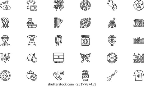 Paraguay icons High-Quality Vector Icons Collection with Editable Stroke. Ideal for Professional and Creative Projects.