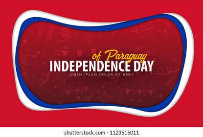 Paraguay. Independence day greeting card. Paper cut style