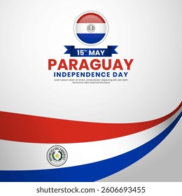 Paraguay independence day square banner background template with waving flag