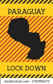 Paraguay Lockdown Sign. Yellow country pandemic danger icon. Vector illustration.