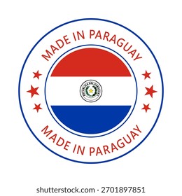 Paraguay Made in Stamp in circle with flag Vector template on white background